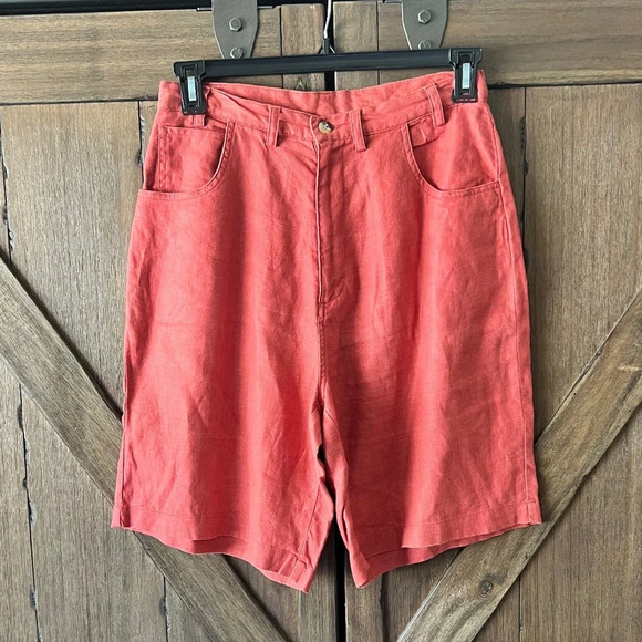 Smith & Hawken Pants - EUC Smith & Hawken 100% Linen High Rise Burnt Orange Shorts Size 8